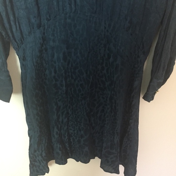 [Zara] Dark Blue Animal Print Long Sleeve Dress - Picture 5 of 11